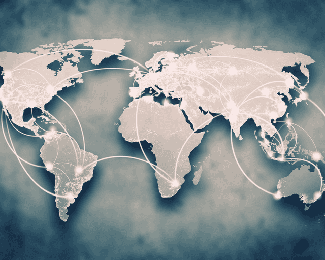 Map highlighting El Jacal mezcal distribution points around the world